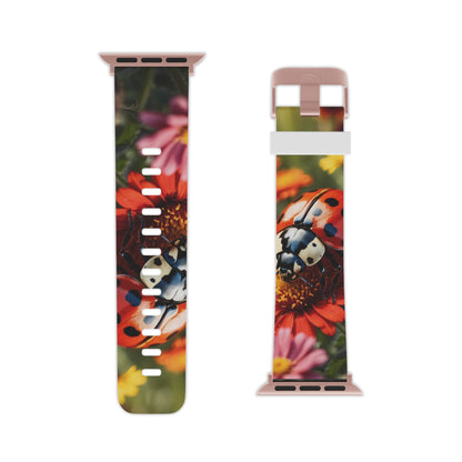 Ladybug on Orange Daisy Apple Watch Band - BOGO Cases