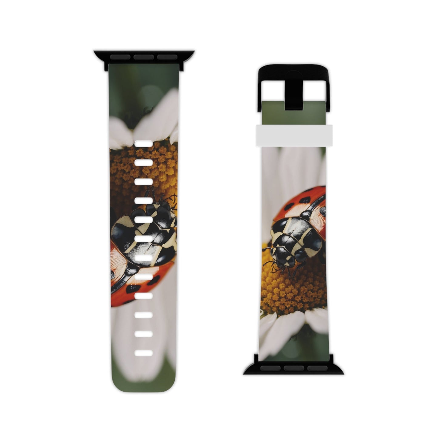 Ladybug on White Daisy Apple Watch Band - BOGO Cases