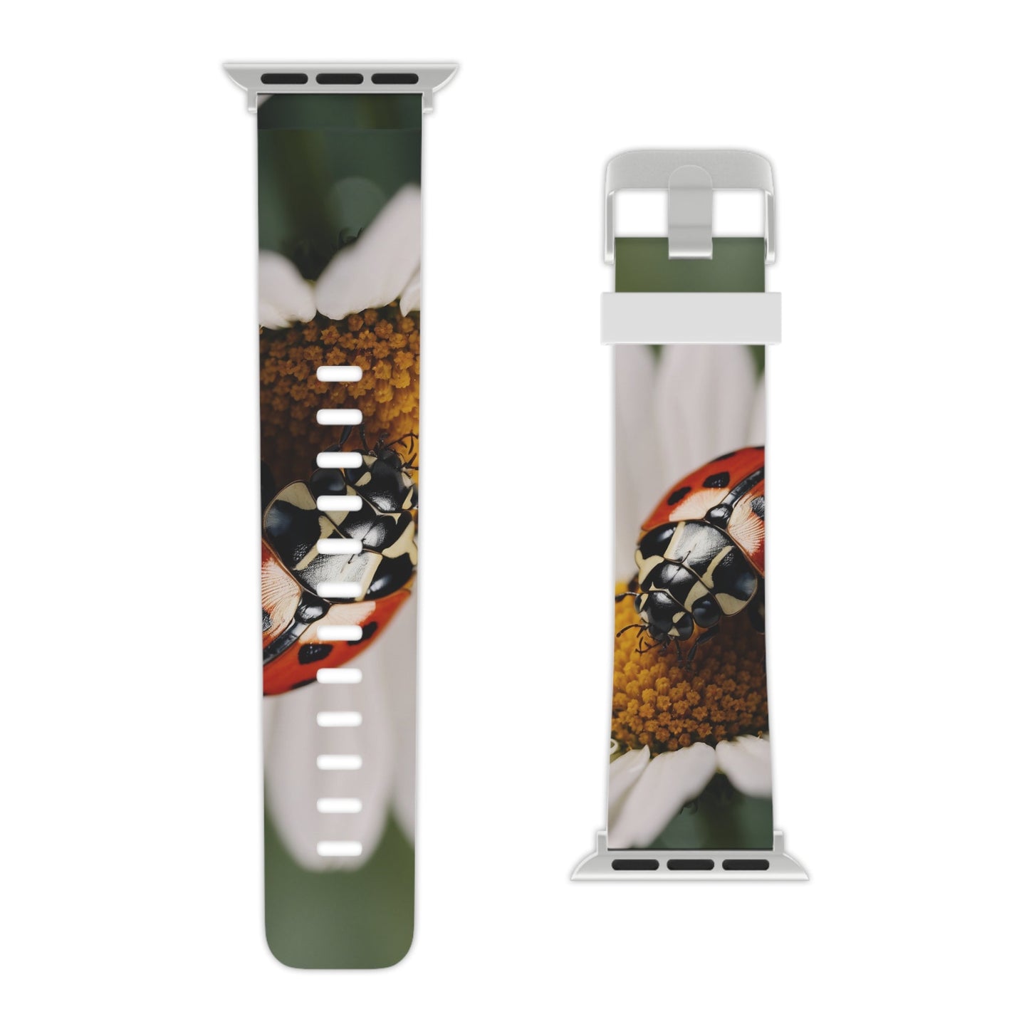 Ladybug on White Daisy Apple Watch Band - BOGO Cases