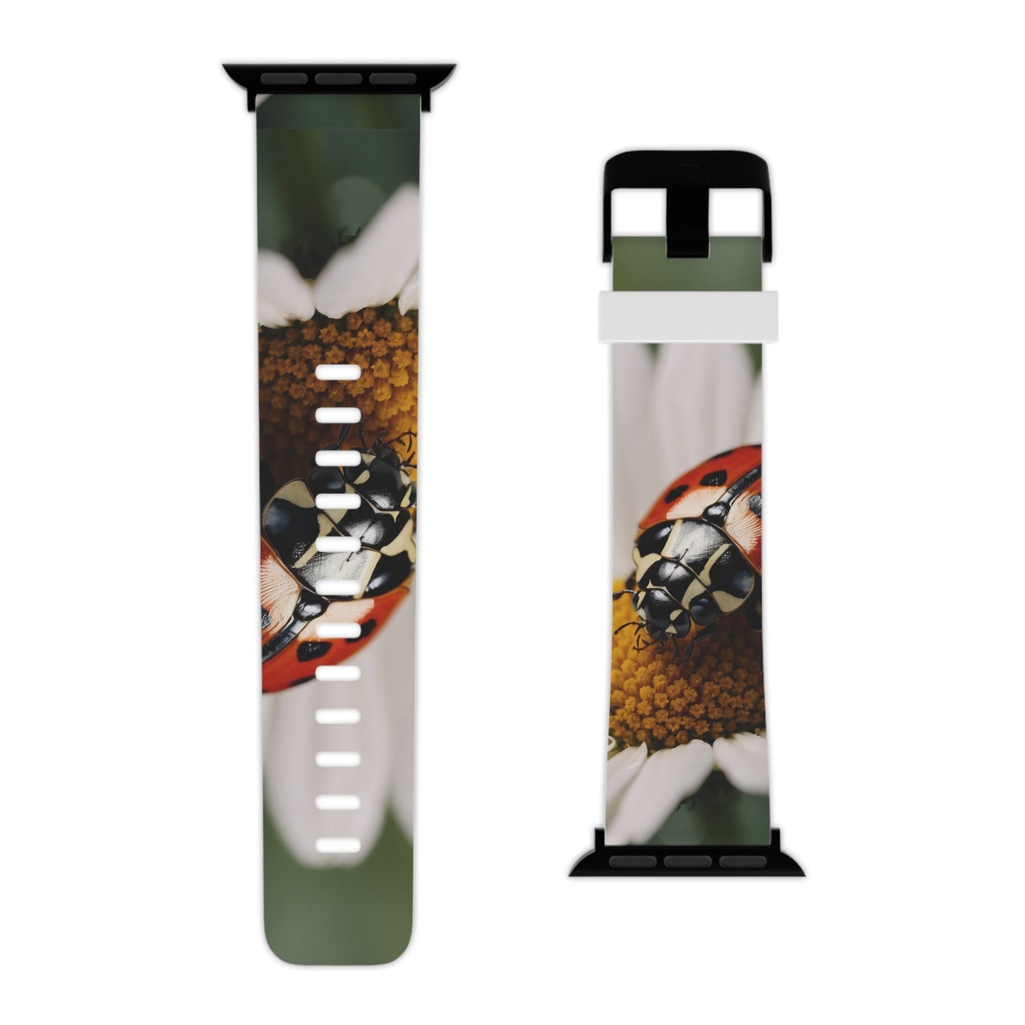 Ladybug on White Daisy Apple Watch Band - BOGO Cases