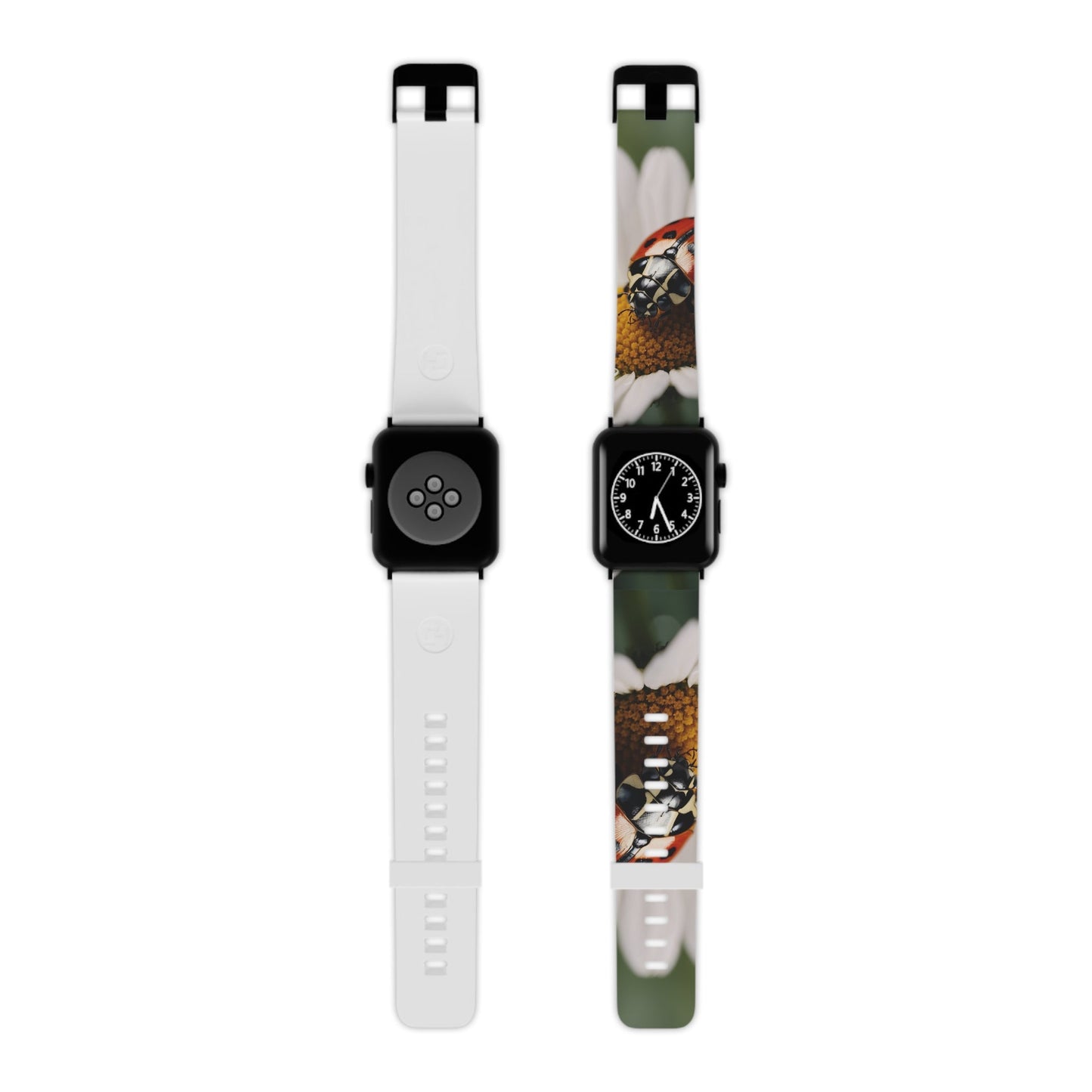 Ladybug on White Daisy Apple Watch Band - BOGO Cases