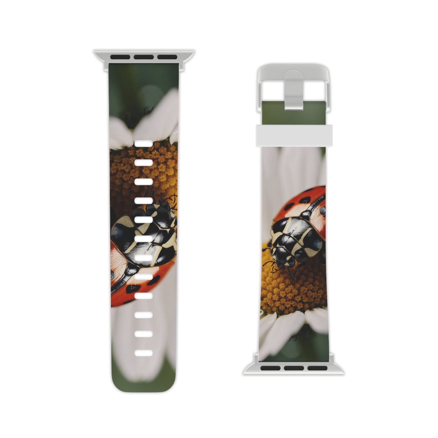 Ladybug on White Daisy Apple Watch Band - BOGO Cases