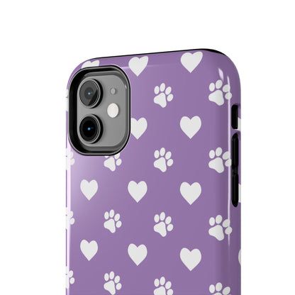 Lavender Paw Prints & Hearts Design - Adorable Pet Lover iPhone Case - BOGO Cases