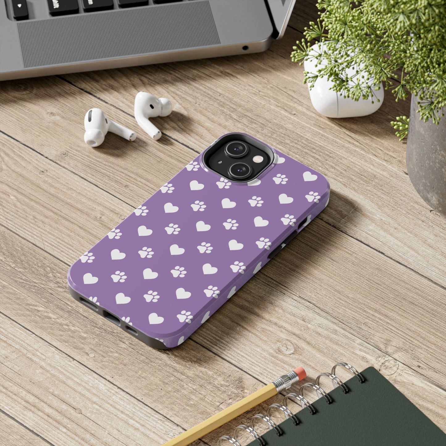 Lavender Paw Prints & Hearts Design - Adorable Pet Lover iPhone Case - BOGO Cases