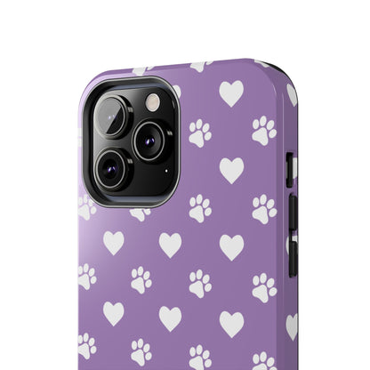 Lavender Paw Prints & Hearts Design - Adorable Pet Lover iPhone Case - BOGO Cases
