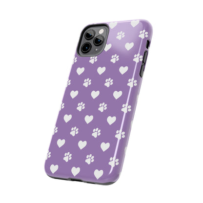Lavender Paw Prints & Hearts Design - Adorable Pet Lover iPhone Case - BOGO Cases