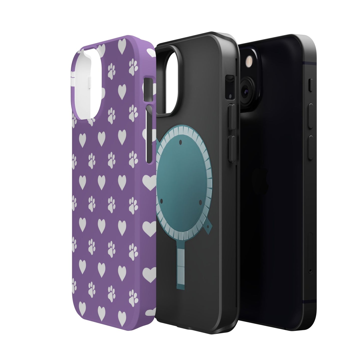 Lavender Paw Prints & Hearts Design - Adorable Pet Lover MagSafe iPhone Case - BOGO Cases
