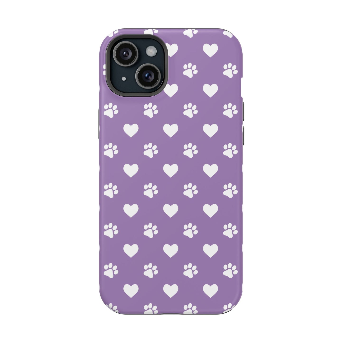 Lavender Paw Prints & Hearts Design - Adorable Pet Lover MagSafe iPhone Case - BOGO Cases