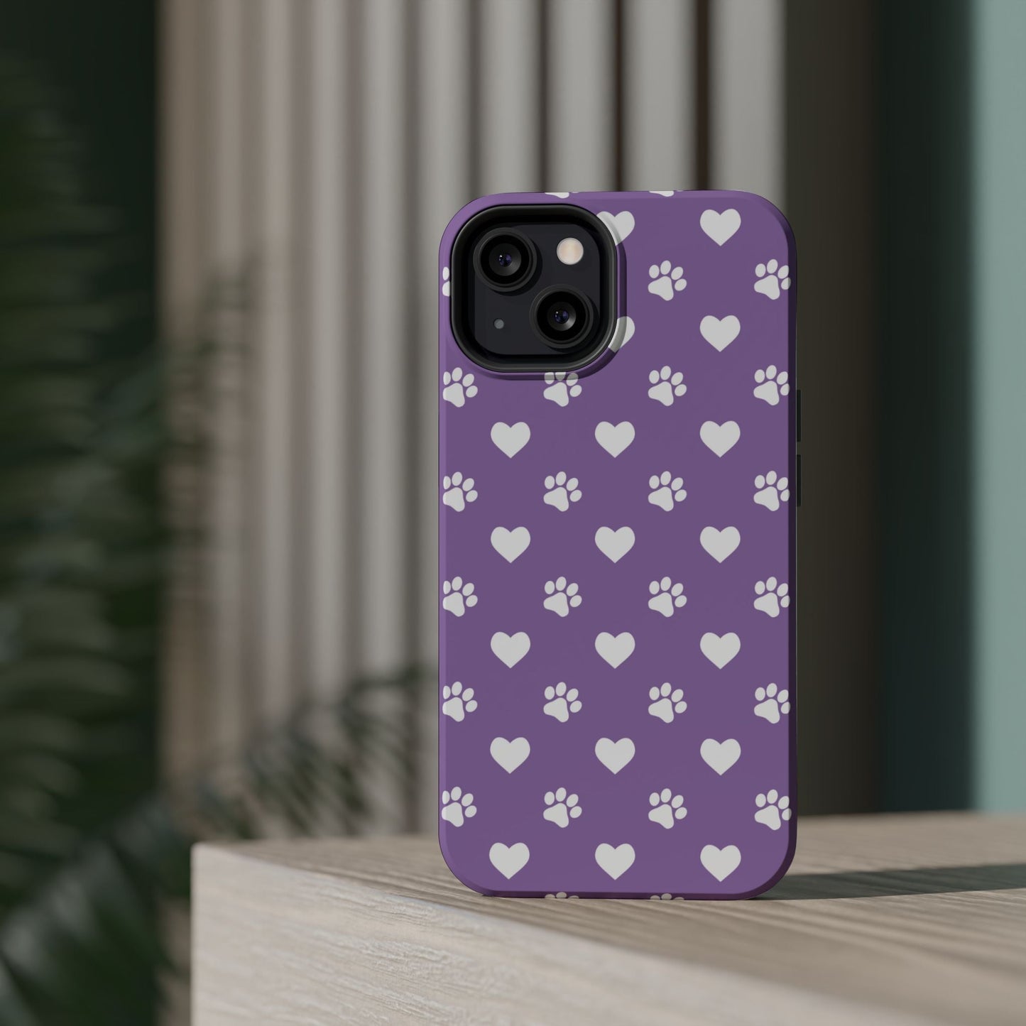 Lavender Paw Prints & Hearts Design - Adorable Pet Lover MagSafe iPhone Case - BOGO Cases