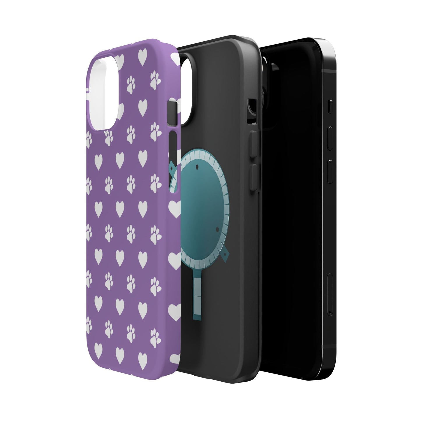 Lavender Paw Prints & Hearts Design - Adorable Pet Lover MagSafe iPhone Case - BOGO Cases