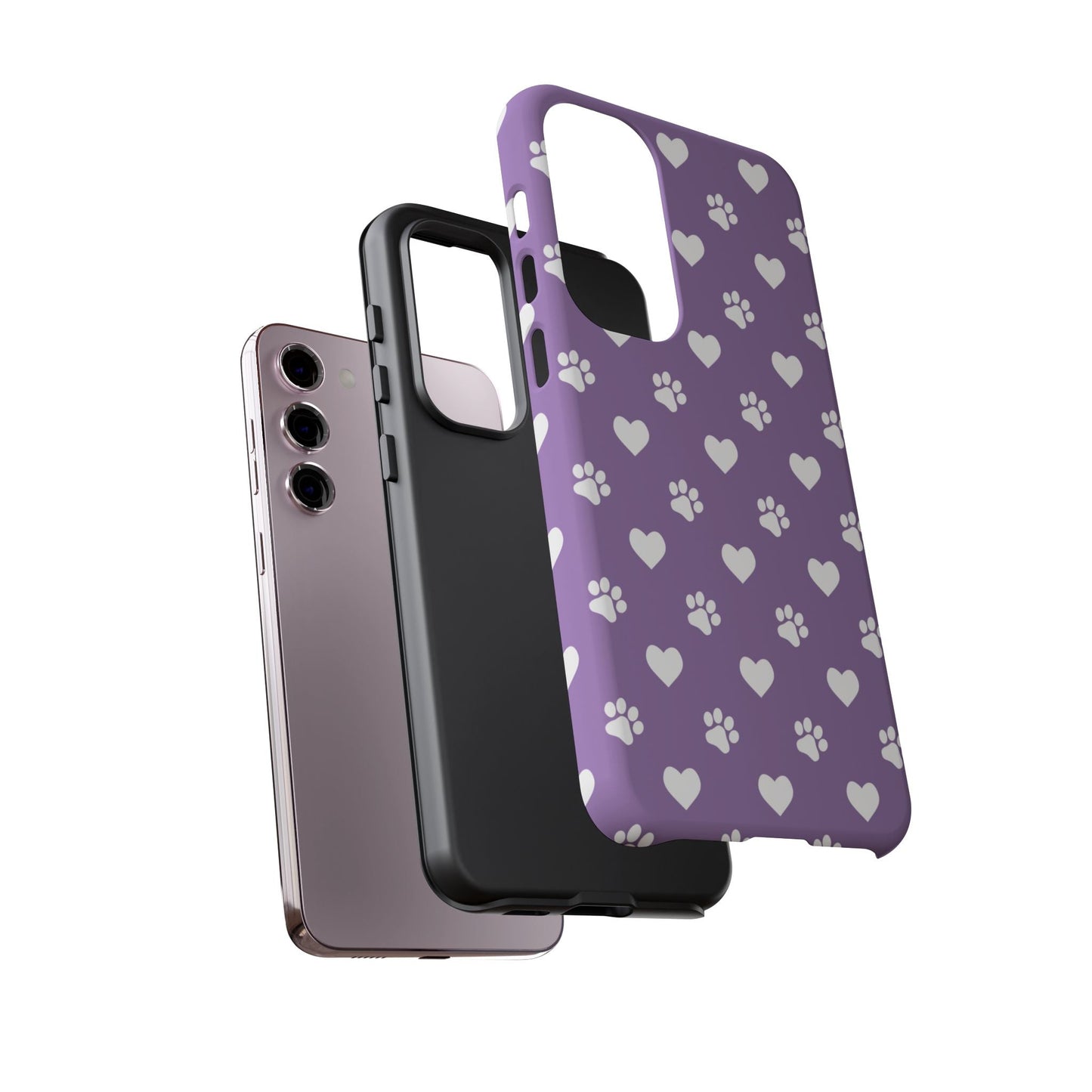 Lavender Paw Prints & Hearts Design - Adorable Pet Lover Samsung Galaxy Case - BOGO Cases