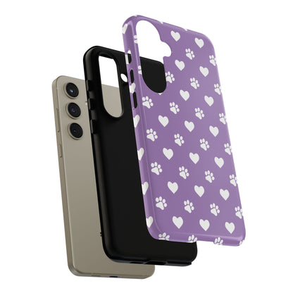 Lavender Paw Prints & Hearts Design - Adorable Pet Lover Samsung Galaxy Case - BOGO Cases