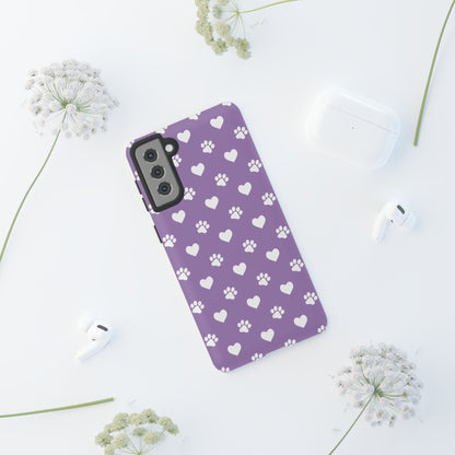 Lavender Paw Prints & Hearts Design - Adorable Pet Lover Samsung Galaxy Case - BOGO Cases