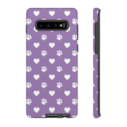 Lavender Paw Prints & Hearts Design - Adorable Pet Lover Samsung Galaxy Case - BOGO Cases