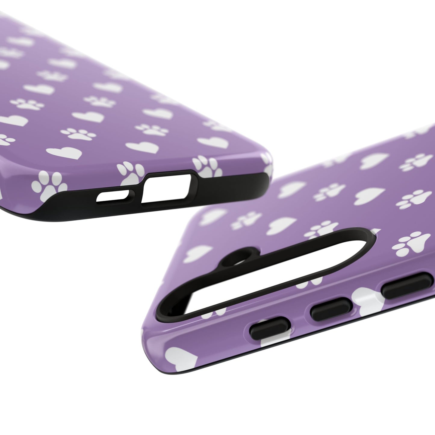 Lavender Paw Prints & Hearts Design - Adorable Pet Lover Samsung Galaxy Case - BOGO Cases