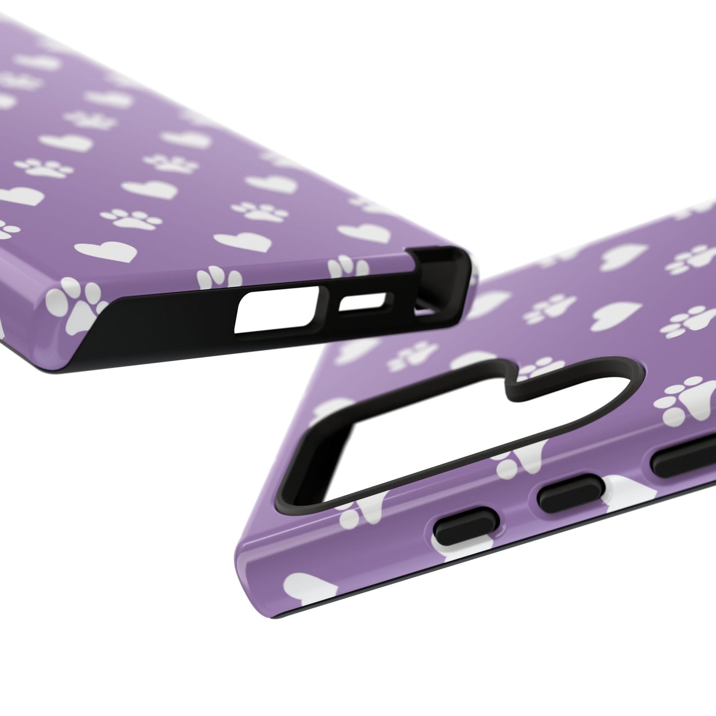 Lavender Paw Prints & Hearts Design - Adorable Pet Lover Samsung Galaxy Case - BOGO Cases