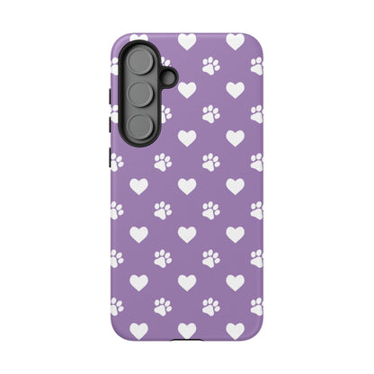 Lavender Paw Prints & Hearts Design - Adorable Pet Lover Samsung Galaxy Case - BOGO Cases