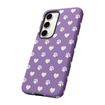 Lavender Paw Prints & Hearts Design - Adorable Pet Lover Samsung Galaxy Case - BOGO Cases