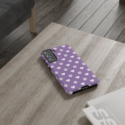 Lavender Paw Prints & Hearts Design - Adorable Pet Lover Samsung Galaxy Case - BOGO Cases