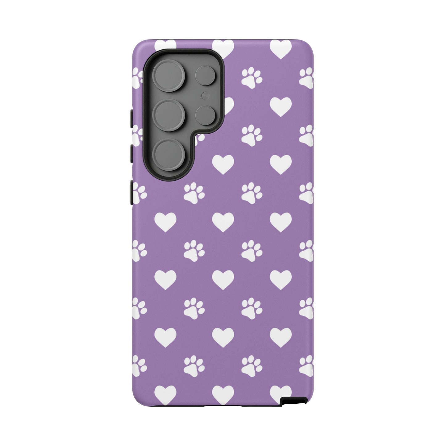 Lavender Paw Prints & Hearts Design - Adorable Pet Lover Samsung Galaxy Case - BOGO Cases