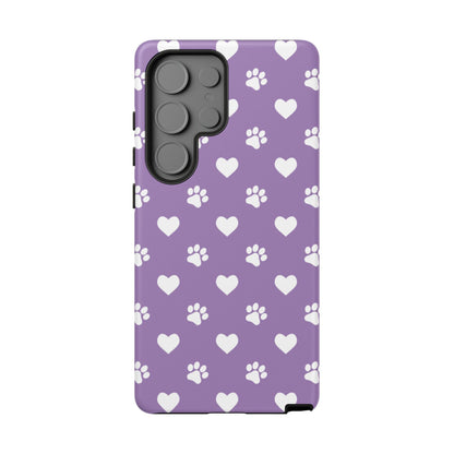 Lavender Paw Prints & Hearts Design - Adorable Pet Lover Samsung Galaxy Case - BOGO Cases