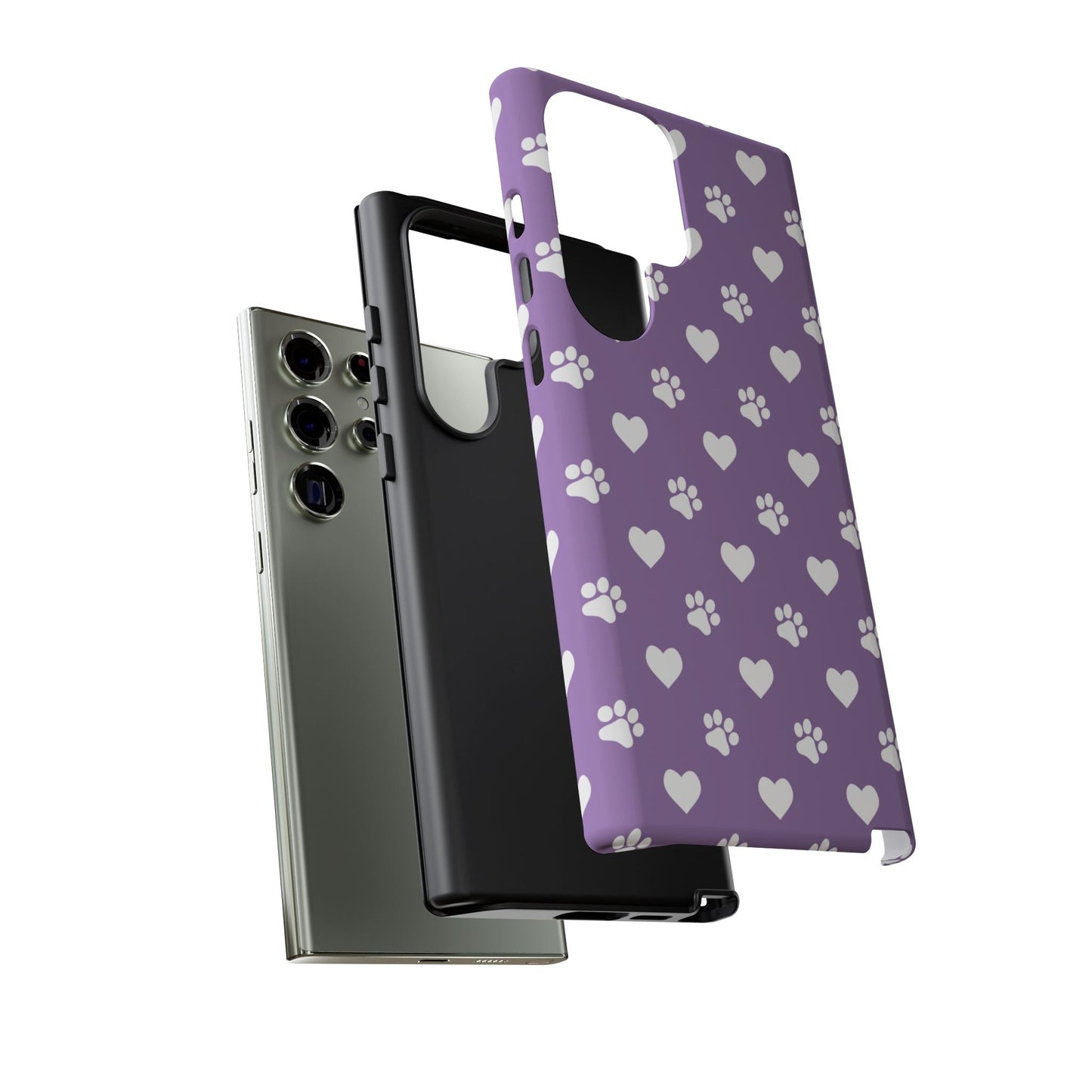 Lavender Paw Prints & Hearts Design - Adorable Pet Lover Samsung Galaxy Case - BOGO Cases