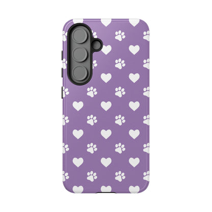 Lavender Paw Prints & Hearts Design - Adorable Pet Lover Samsung Galaxy Case - BOGO Cases