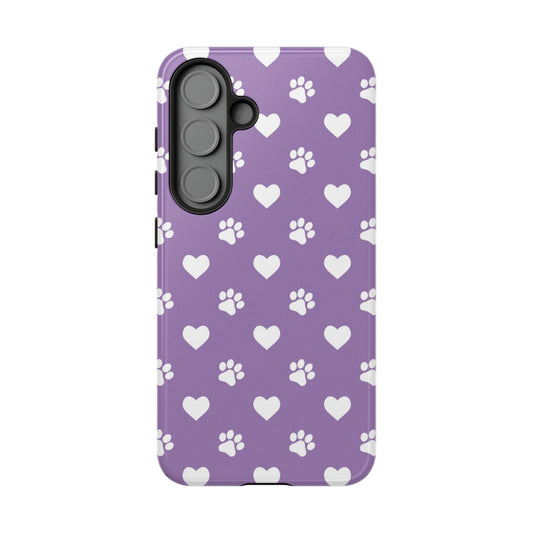 Lavender Paw Prints & Hearts Design - Adorable Pet Lover Samsung Galaxy Case - BOGO Cases