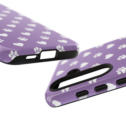 Lavender Paw Prints & Hearts Design - Adorable Pet Lover Samsung Galaxy Case - BOGO Cases