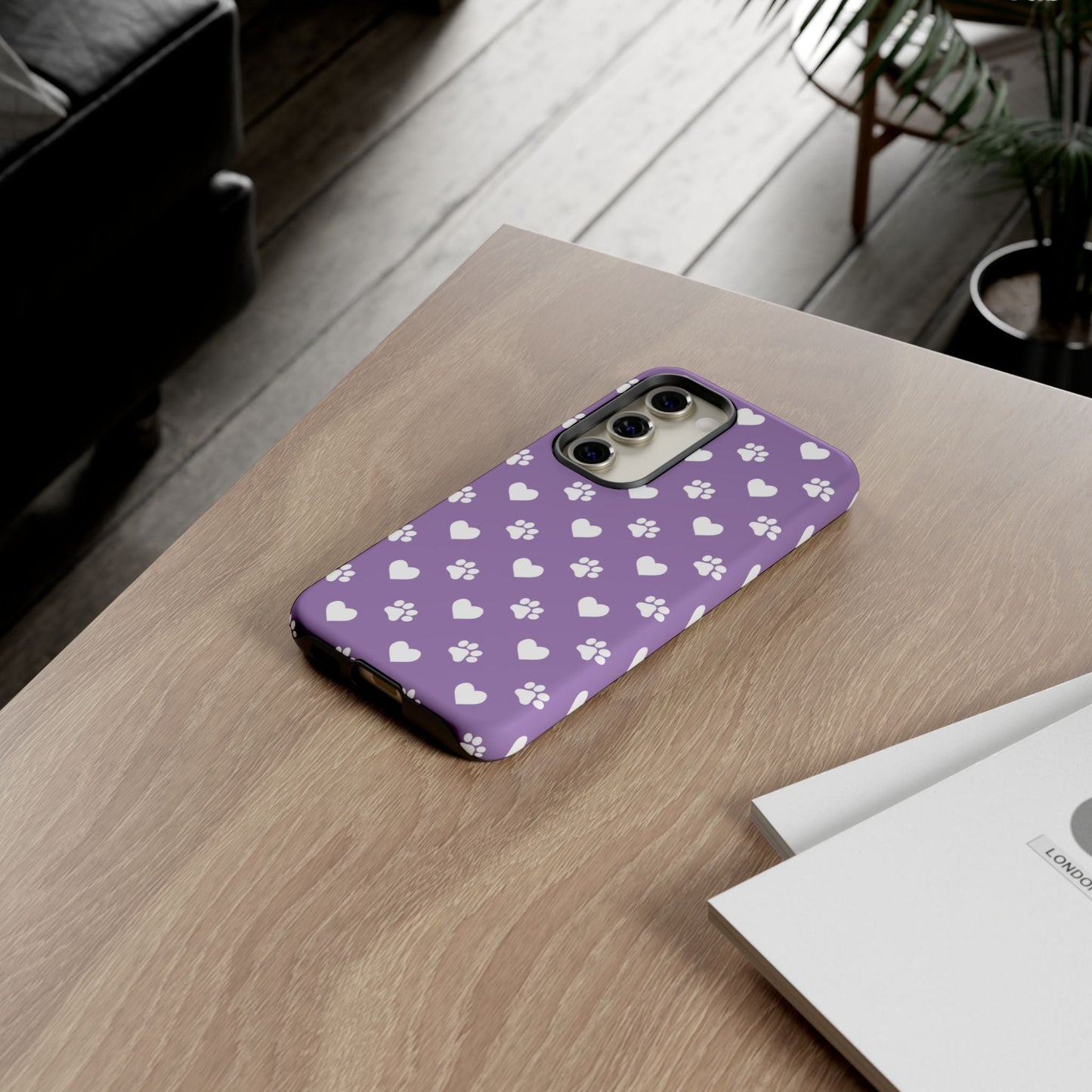 Lavender Paw Prints & Hearts Design - Adorable Pet Lover Samsung Galaxy Case - BOGO Cases