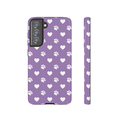 Lavender Paw Prints & Hearts Design - Adorable Pet Lover Samsung Galaxy Case - BOGO Cases