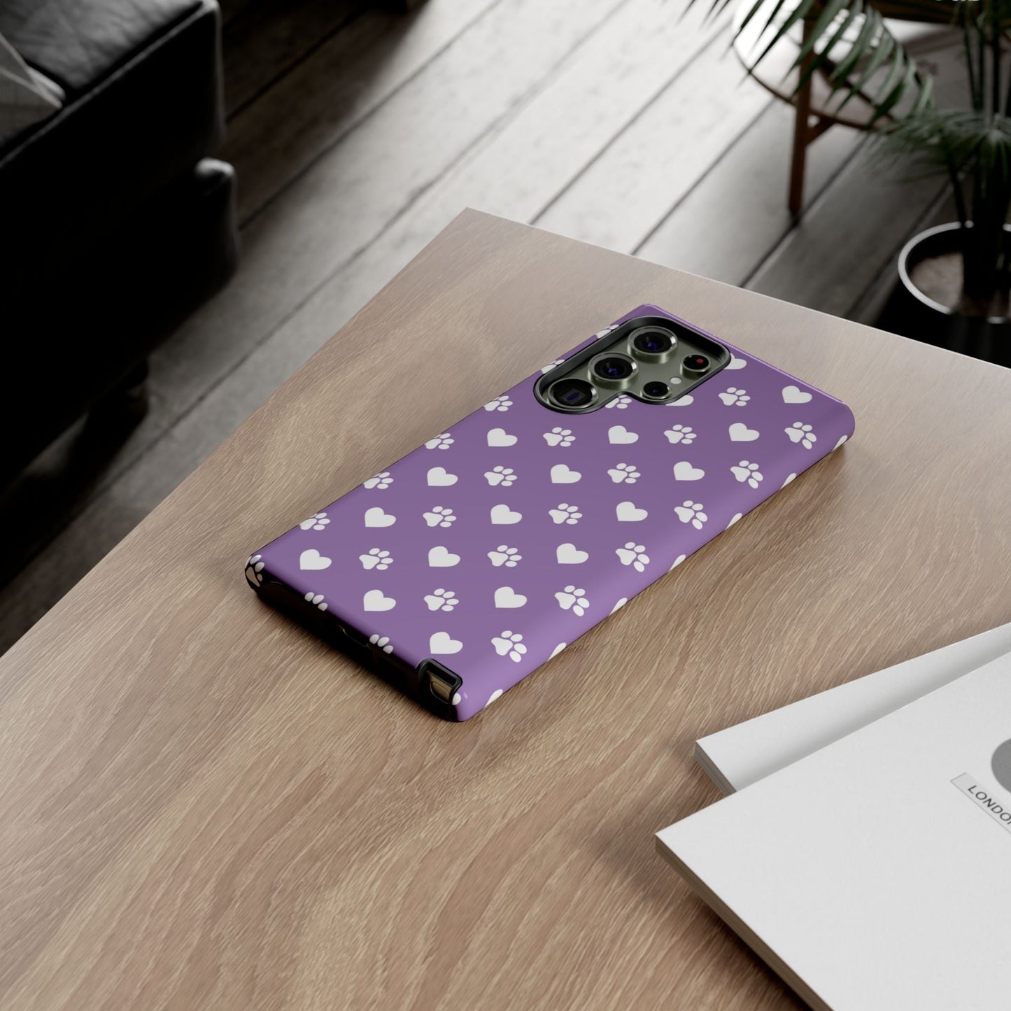 Lavender Paw Prints & Hearts Design - Adorable Pet Lover Samsung Galaxy Case - BOGO Cases