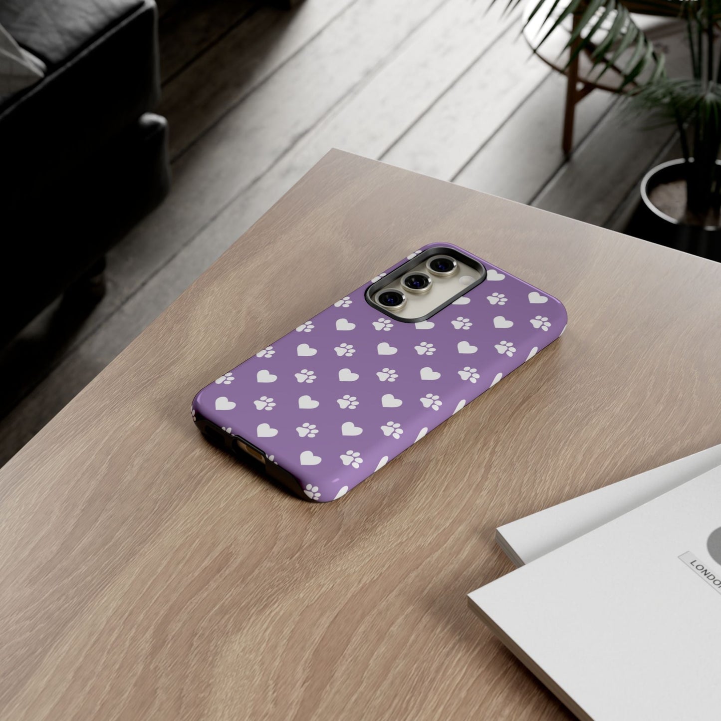 Lavender Paw Prints & Hearts Design - Adorable Pet Lover Samsung Galaxy Case - BOGO Cases