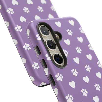 Lavender Paw Prints & Hearts Design - Adorable Pet Lover Samsung Galaxy Case - BOGO Cases