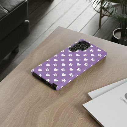 Lavender Paw Prints & Hearts Design - Adorable Pet Lover Samsung Galaxy Case - BOGO Cases