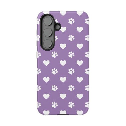 Lavender Paw Prints & Hearts Design - Adorable Pet Lover Samsung Galaxy Case - BOGO Cases