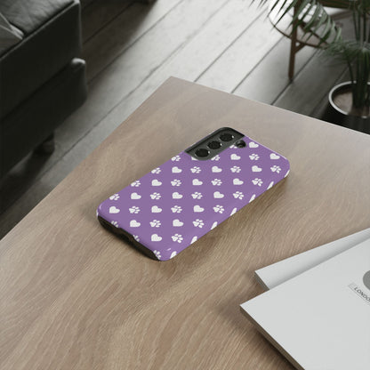 Lavender Paw Prints & Hearts Design - Adorable Pet Lover Samsung Galaxy Case - BOGO Cases