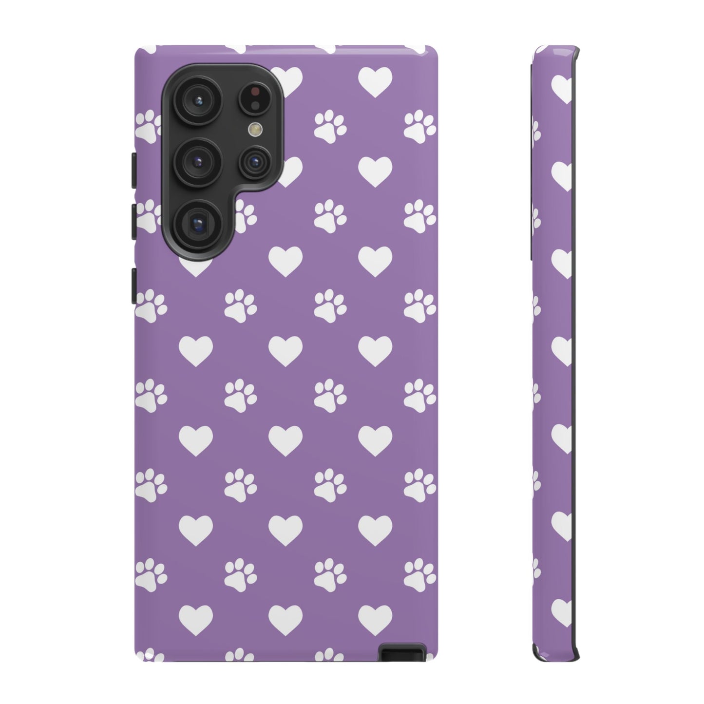 Lavender Paw Prints & Hearts Design - Adorable Pet Lover Samsung Galaxy Case - BOGO Cases