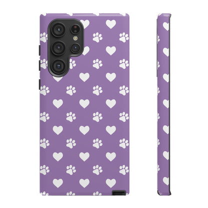 Lavender Paw Prints & Hearts Design - Adorable Pet Lover Samsung Galaxy Case - BOGO Cases