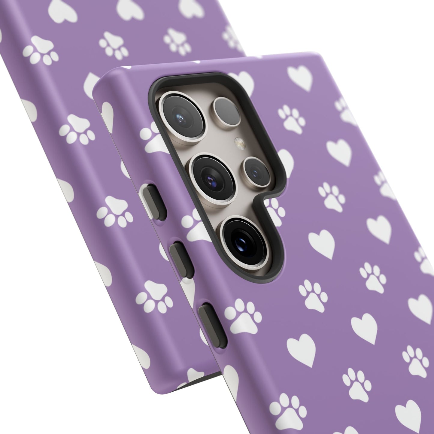 Lavender Paw Prints & Hearts Design - Adorable Pet Lover Samsung Galaxy Case - BOGO Cases