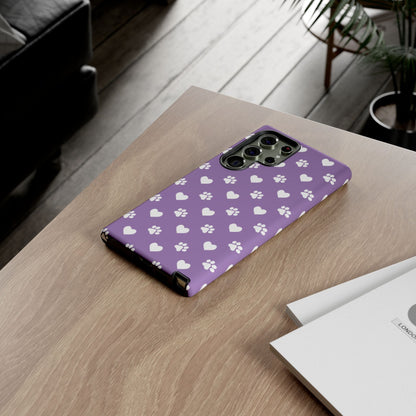 Lavender Paw Prints & Hearts Design - Adorable Pet Lover Samsung Galaxy Case - BOGO Cases