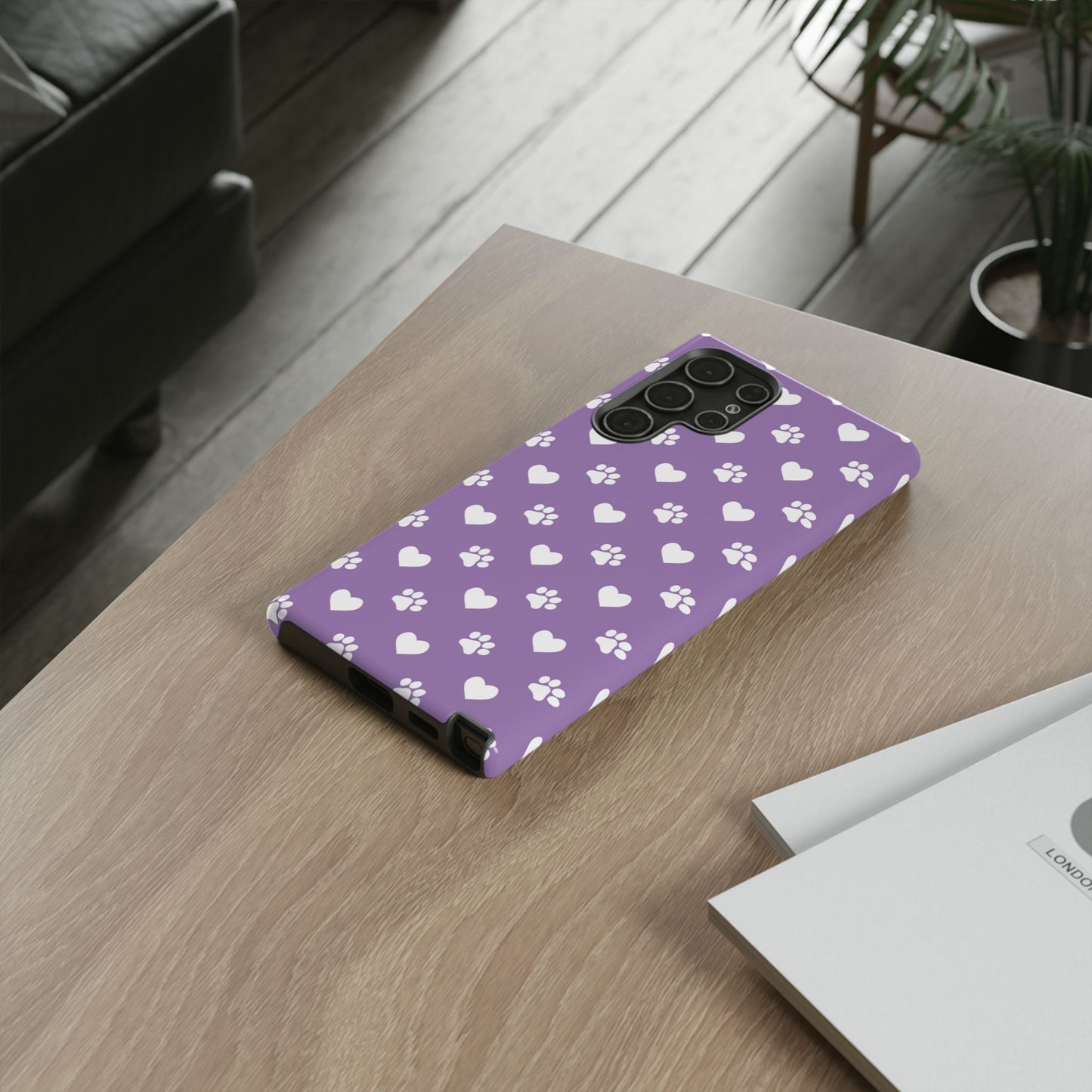 Lavender Paw Prints & Hearts Design - Adorable Pet Lover Samsung Galaxy Case - BOGO Cases