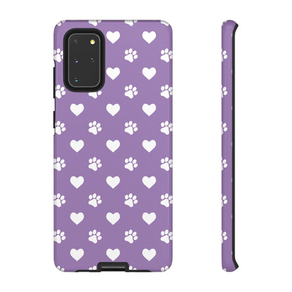 Lavender Paw Prints & Hearts Design - Adorable Pet Lover Samsung Galaxy Case - BOGO Cases