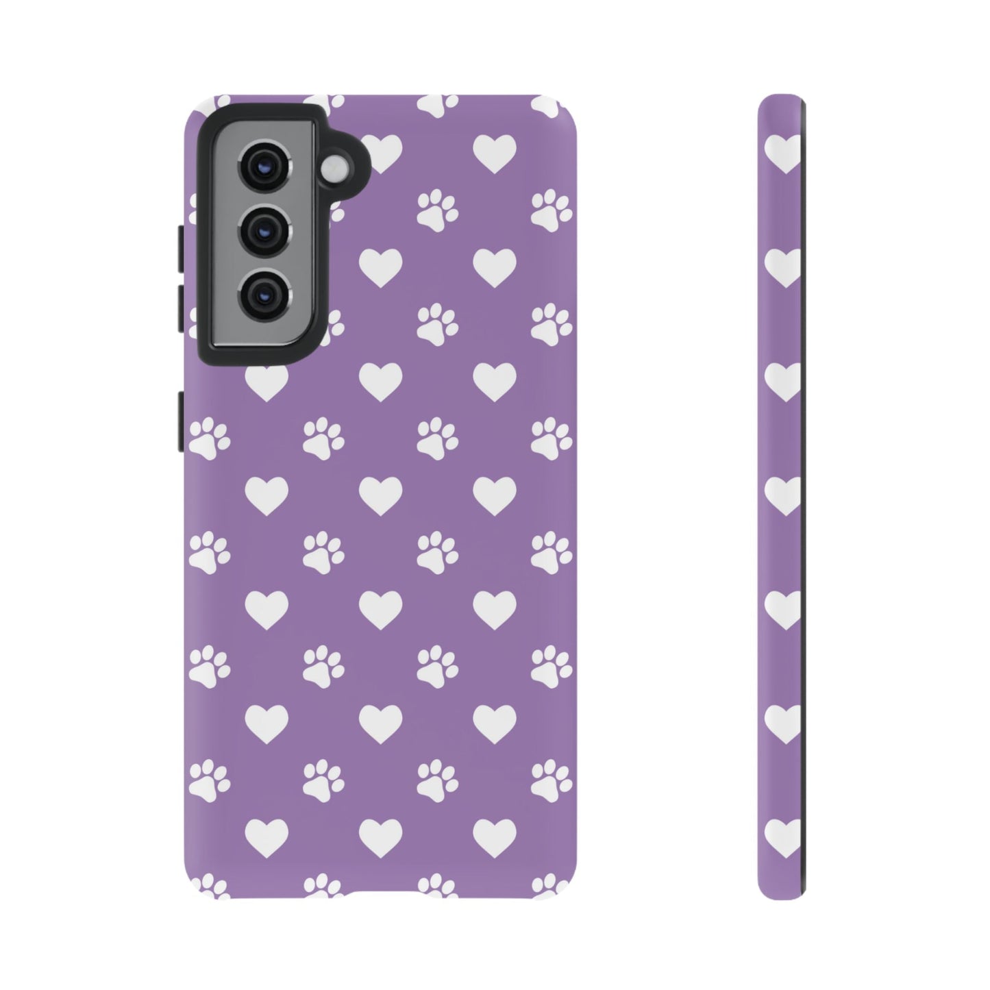 Lavender Paw Prints & Hearts Design - Adorable Pet Lover Samsung Galaxy Case - BOGO Cases