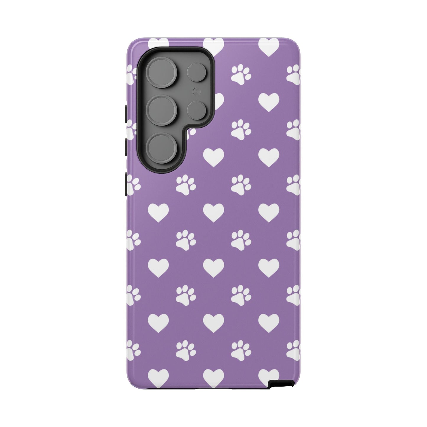 Lavender Paw Prints & Hearts Design - Adorable Pet Lover Samsung Galaxy Case - BOGO Cases