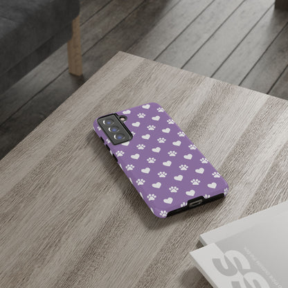 Lavender Paw Prints & Hearts Design - Adorable Pet Lover Samsung Galaxy Case - BOGO Cases