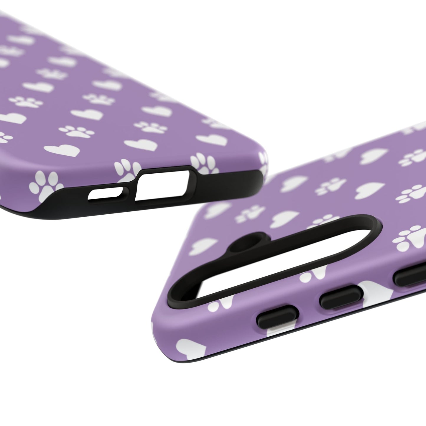Lavender Paw Prints & Hearts Design - Adorable Pet Lover Samsung Galaxy Case - BOGO Cases
