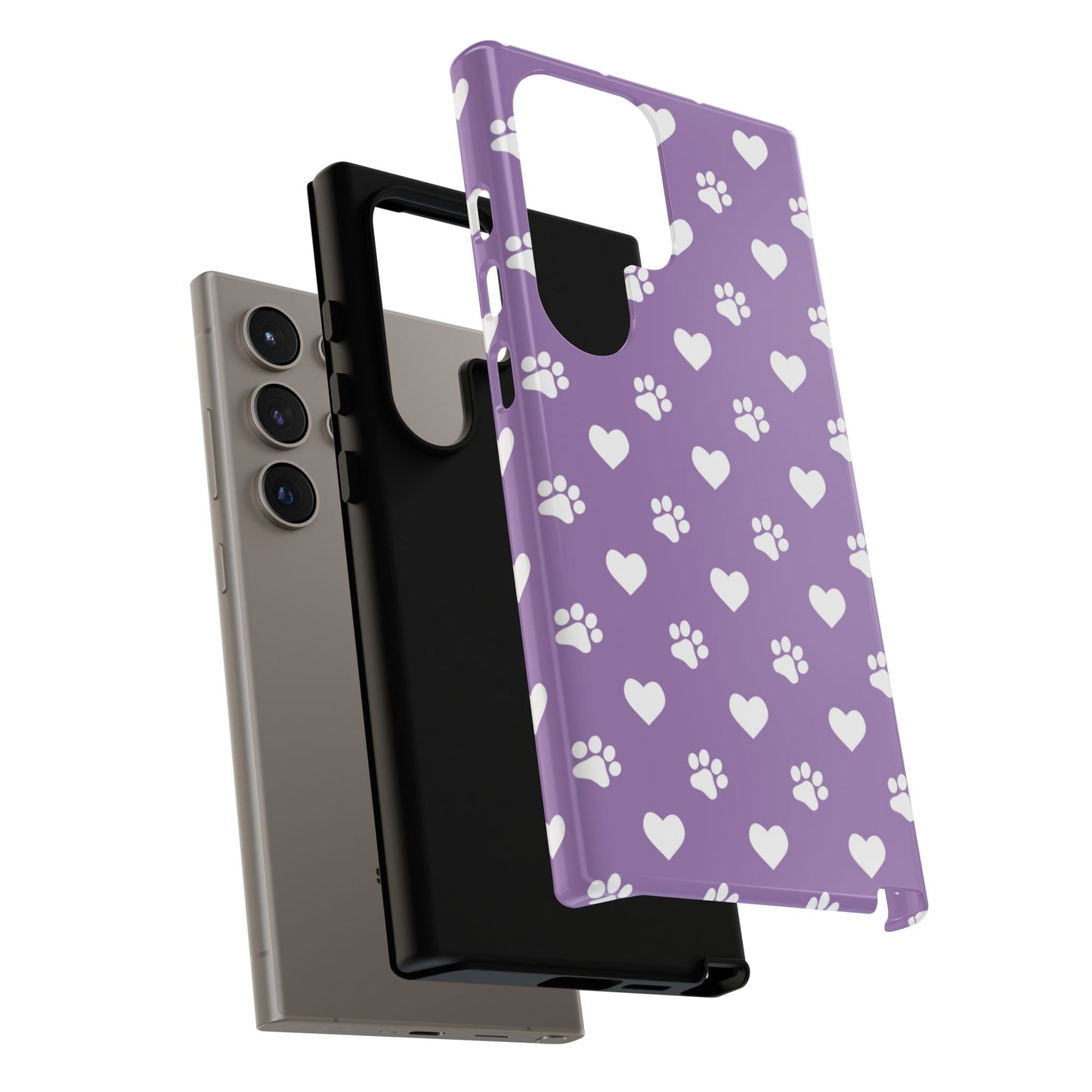 Lavender Paw Prints & Hearts Design - Adorable Pet Lover Samsung Galaxy Case - BOGO Cases