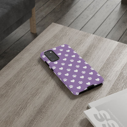 Lavender Paw Prints & Hearts Design - Adorable Pet Lover Samsung Galaxy Case - BOGO Cases