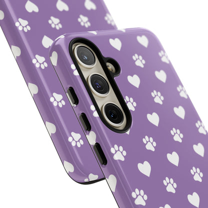 Lavender Paw Prints & Hearts Design - Adorable Pet Lover Samsung Galaxy Case - BOGO Cases